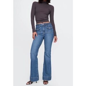 GAP 70s High Rise Braided Waist Flare Jeans Size 4P